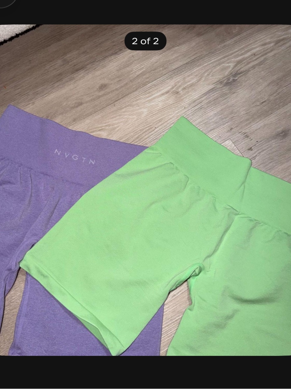 NVGTN High-Rise Bike Shorts Set in Lime Green & Lavender
